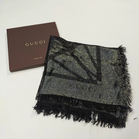 Auth Gucci Metallic Black Stole - Picture 1 of 7